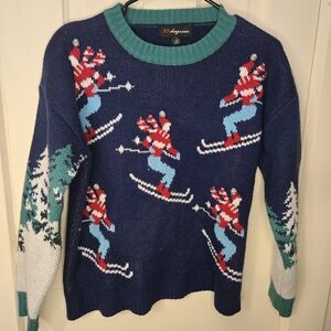 32‎ Degrees Navy Skiing Pattern Crewneck Sweater